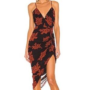 Revolve Karina Grimaldi Marissa Print Dress in Black Coral XS
